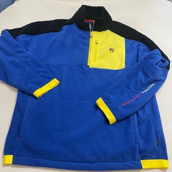 Nautica Competition Fleece Colorblock Zip Up Pullover Fleece Size XL - Picture 1 of 10